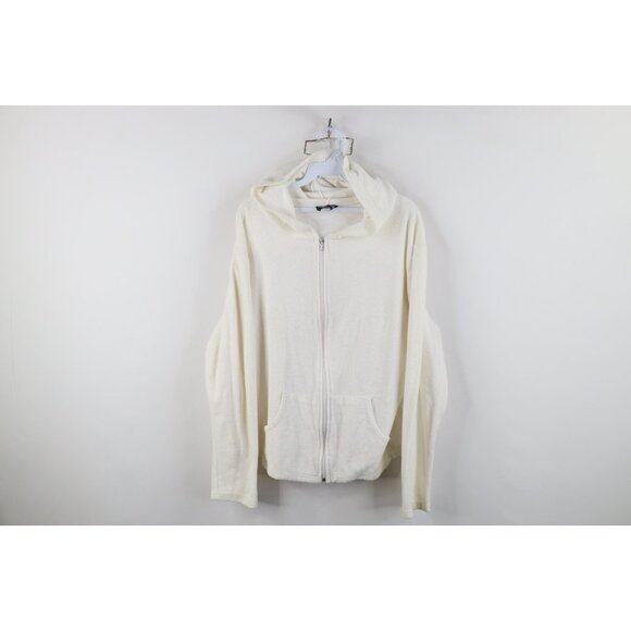 Vtg 90s Y2K Streetwear Womens XL Babydoll Terry Cloth Full Zip Hoodie Cropped - Picture 1 of 13